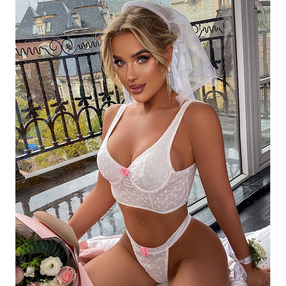 Sexy Lingerie Set Christmas Role Play Bridal Wear Sexy Underwear Three Piece Set