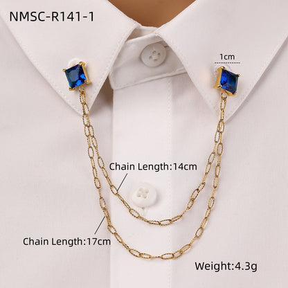 Blue Zircon Collar Pin