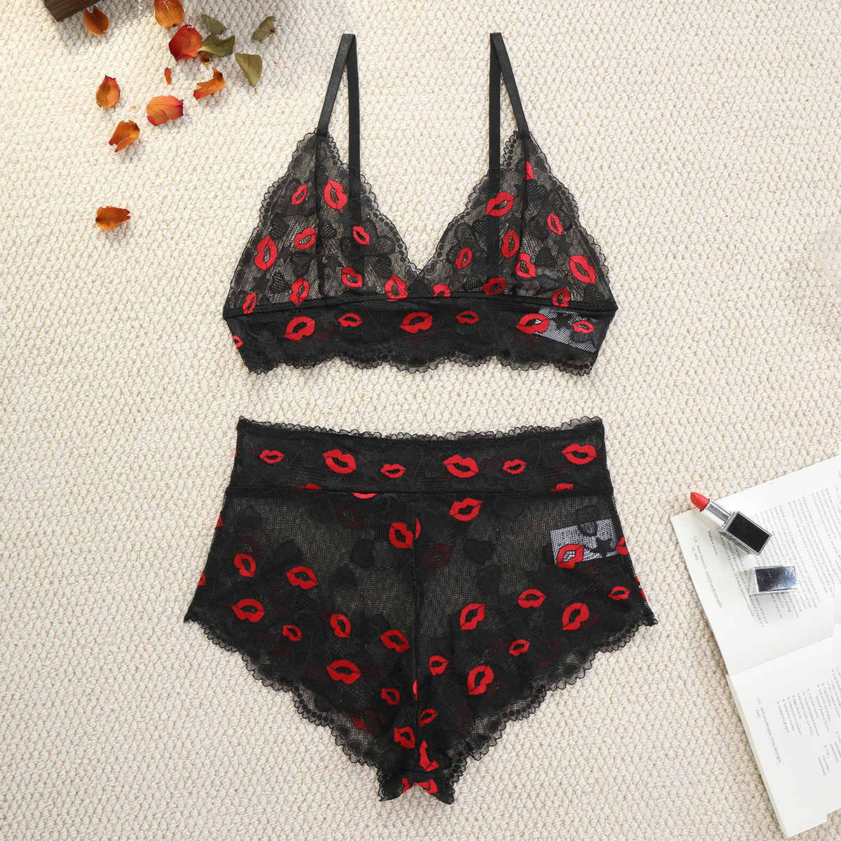 Wireless Sexy Lingerie Set Thin Women Lace Sexy High Waist Underwear