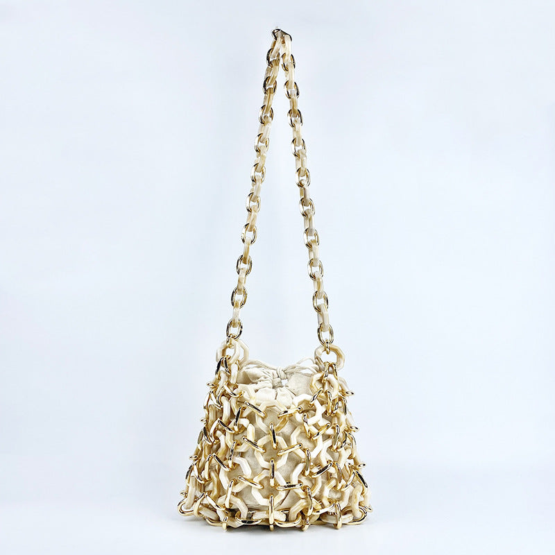 Niche Unique Dignified Hollow Out Cutout Acrylic Woven High Grade Exquisite Shoulder Bag Women