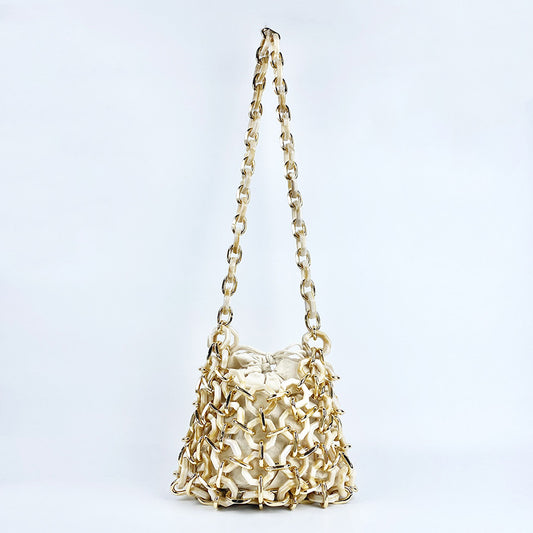 Niche Unique Dignified Hollow Out Cutout Acrylic Woven High Grade Exquisite Shoulder Bag Women
