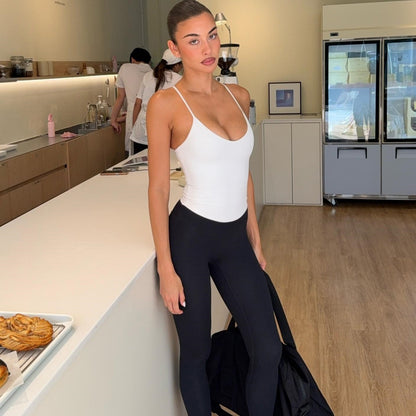 Haut de gilet sans manches pour femmes, de couleur unie, col bas, coupe ajustée, sexy, pour le printemps