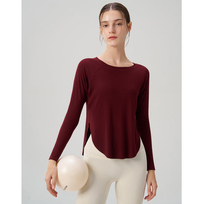 Autumn Nude Feel Yoga Clothes Women Loose Sexy off the Shoulder Yoga Jacket Casual Drape Sports Long Sleeved Top - Wanita Store
