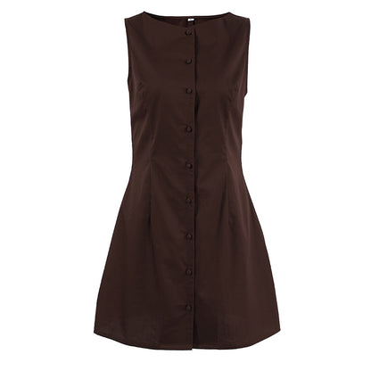 Autumn Cotton Sleeveless Vest Dress High Grade Elegant Slim Fit A line Dress - Wanita Store