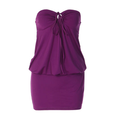 Vestido Tubo con Escote V Cruzado Diseño Recortado Ajustado Holgado con Detalles de Costura y Lazos