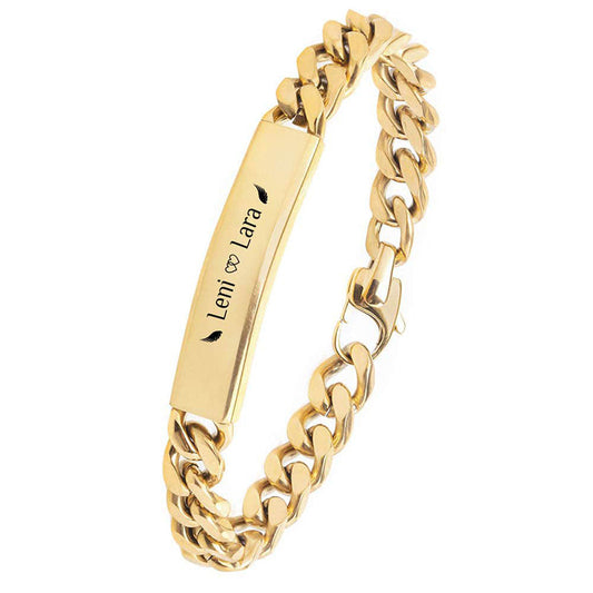 18K Vacuum Gold Plated Titanium Steel Bracelet Laser Laser Letter Graphic Number Stainless Steel Bracelet - Wanita Store