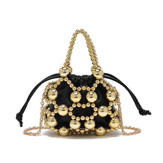Special Interest Design Beaded Bag Fashionable All Match Exquisite Hollow Out Cutout Beads Woven Bag High Grade Portable Shoulder Messenger Bag