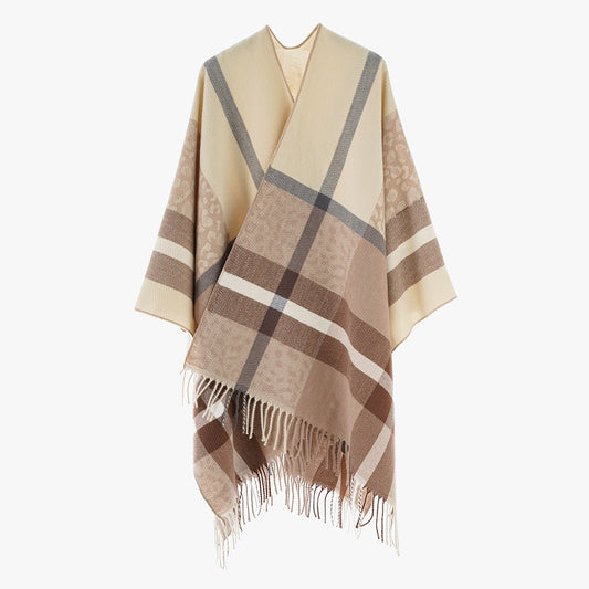 Arrival Shawl Women Plaid Shawl Cardigan Warm Tassel Outer Shawl