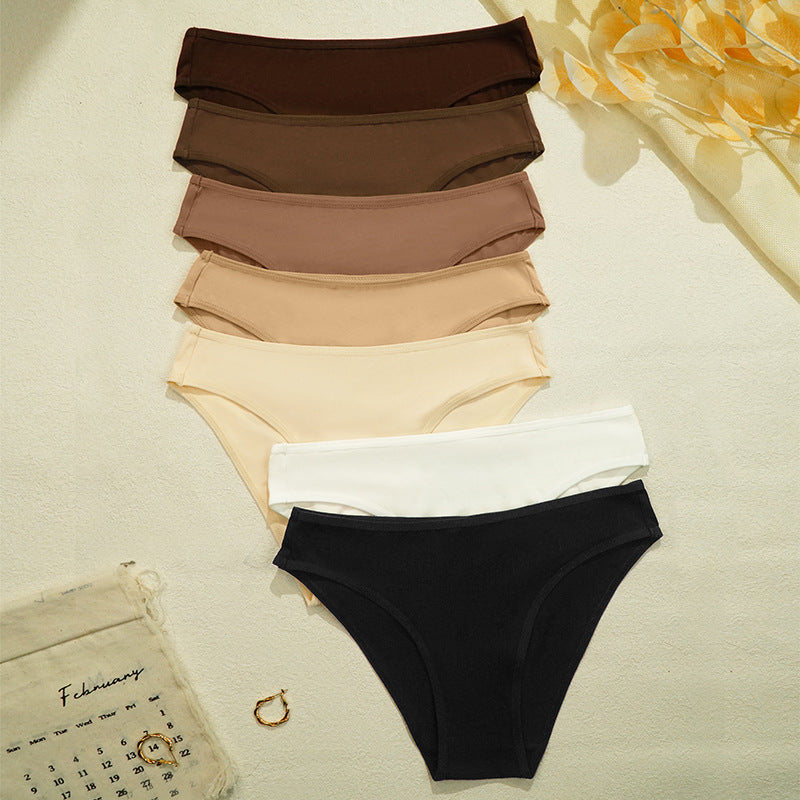 Low Waist Pure Cotton Underwear Women Breathable Moisture Absorption Maillard Combed Cotton Ladies Hip Lifting Briefs
