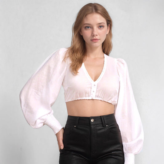 Women Long Sleeve V neck Button Cardigan Clothing Top