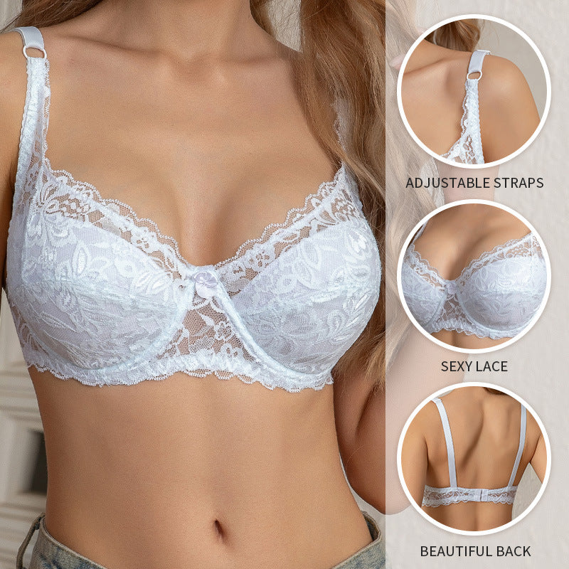 Traditional Thin Bra Underwire Lace Sexy Push Up Big Breasts Make Them Appear Smaller Thin Cotton Cup Women Underwear