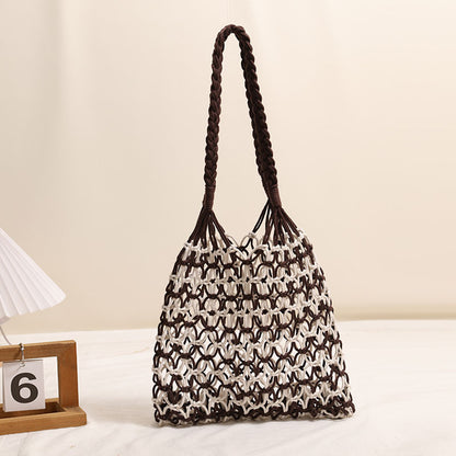 Summer Straw Woven Bag With Lace Up Pattern Suitable For Women Beach Vacation Beach Bag - Wanita Store