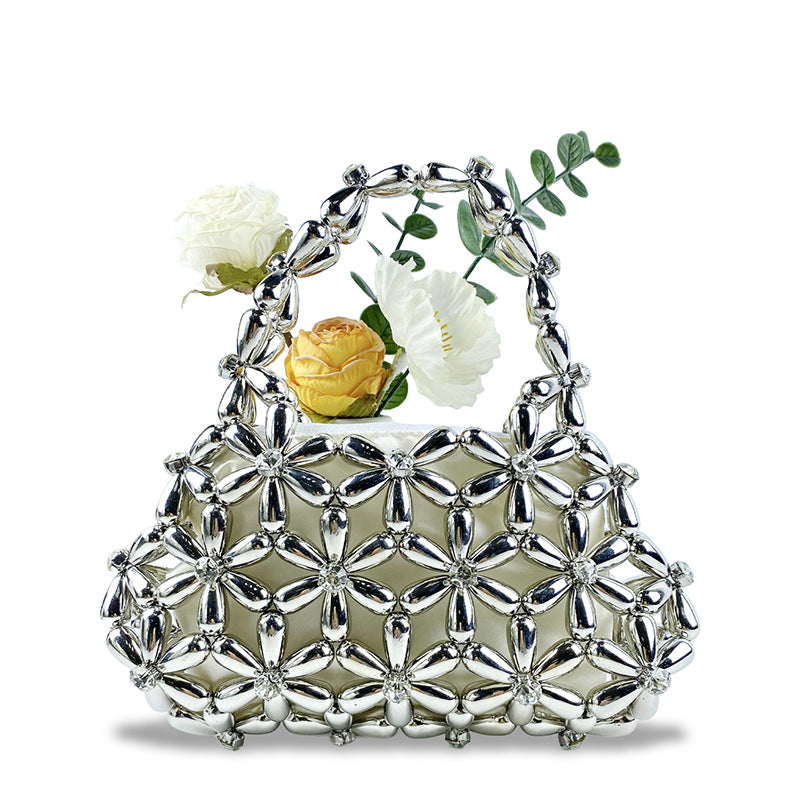 Summer Handbag Mini Bag Beaded Diamond Bag Woven Mobile Phone Bag Daily Casual Travel