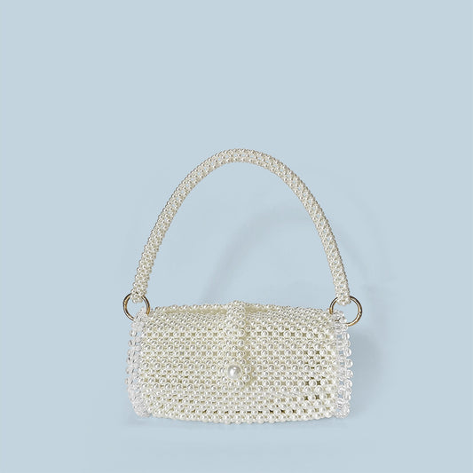 Retro Dinner Cans Pearl Bag Acrylic Beads Hand Carrying Knitting Beaded Pouch Mobile Phone Bag