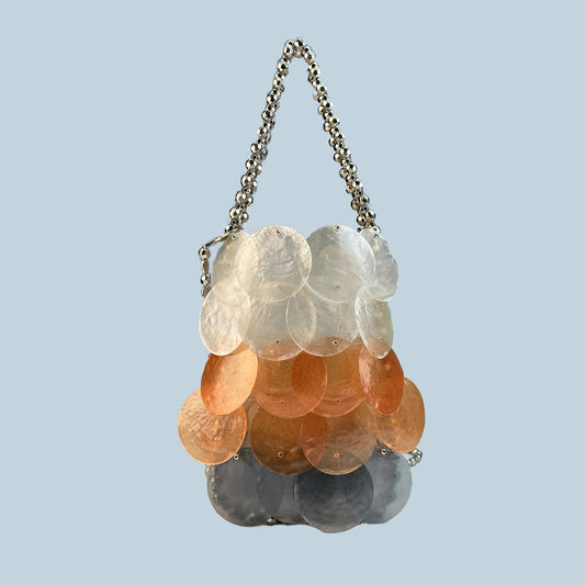 Color Handmade Woven Shell Bag Color Women Handbag Beaded Chain Fish Scale Bag