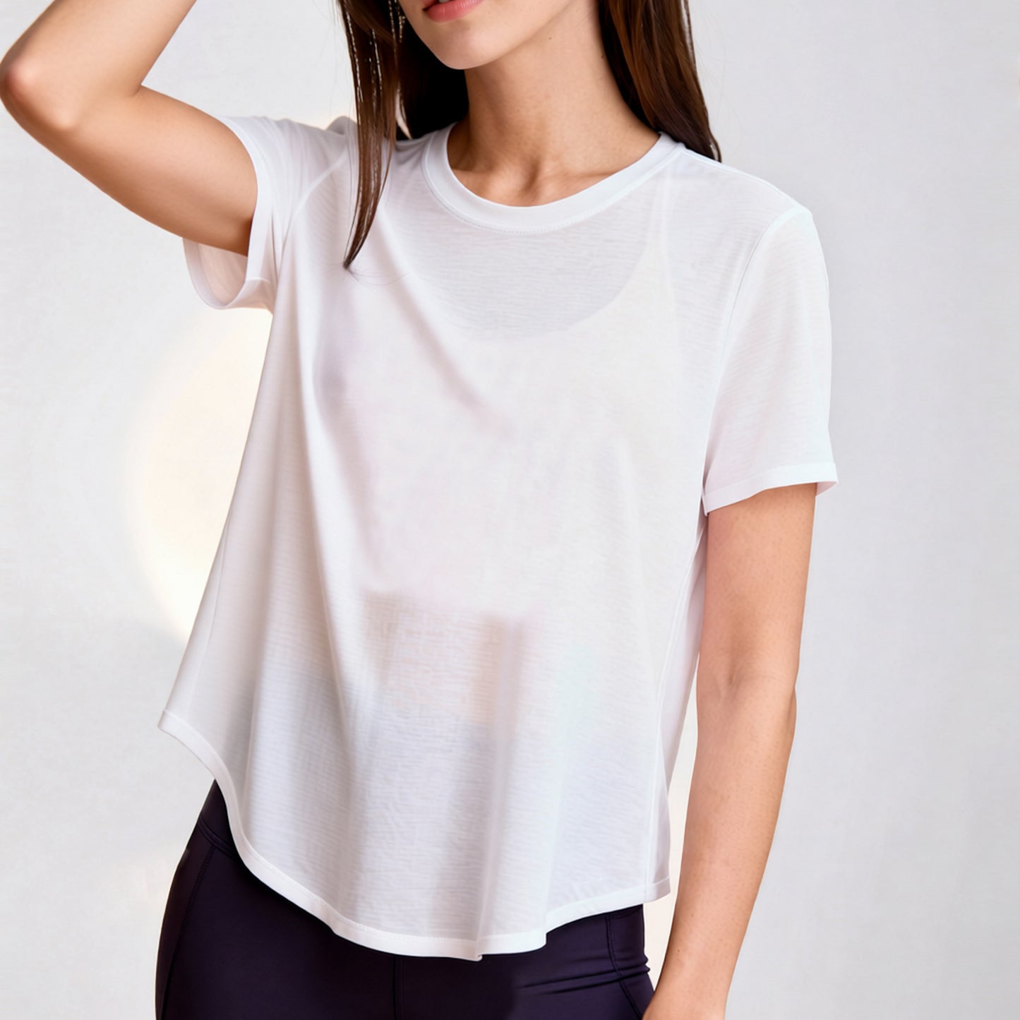 Sports Yoga Blouse Moisture Absorption Quick Drying Loose Back Overlapping Short Sleeved T shirt Training Sports Yoga