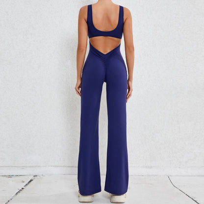 Autumn Sand Hollow Out Cutout Beauty Back One Piece Peach Hip Lifting Sport Workout Clothes Micro Pull Yoga Jumpsuit Jumpsuit - Wanita Store