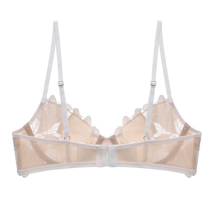 Sexy Underwear Women Three Dimensional Embroidered Mesh Stitching Ultra Thin with Steel Ring Push up Bra Set