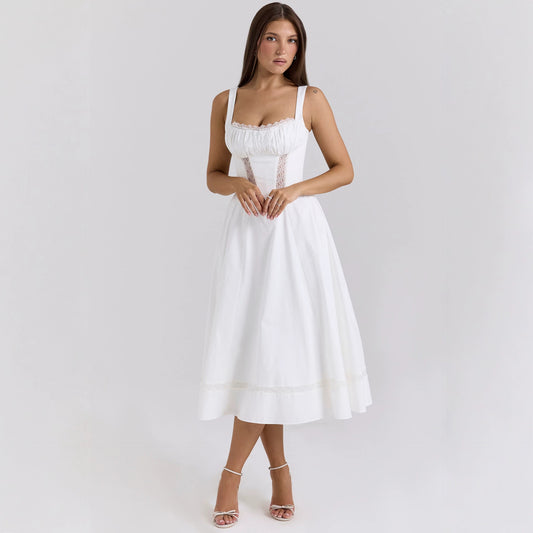 Elegant Gentle Slimming Floral Strap Fairy Dress Women