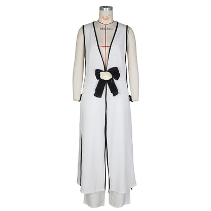 Women Sexy Camellia Bow Sleeveless Long Vest Wide Leg Pants Set - Wanita Store