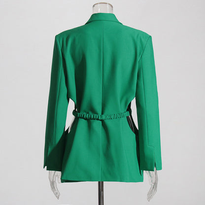 Autumn Mid Length Blazer Niche Waist Hollow Out Cutout Elegant Small Blazer - Wanita Store