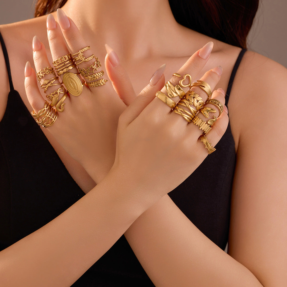 Stainless Steel Open Ring Multi Layer Geometric Abstract Hollow Out Cutout All Match Earrings Accessories - Wanita Store