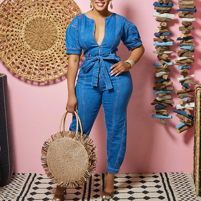 Jumpsuit Women Sexy Elegant Blue Washed Jumpsuit - Wanita Store