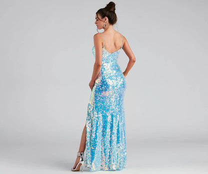 Summer Sequin Split Sling Wedding Bridesmaid Dress Women Evening Dress - Wanita Store