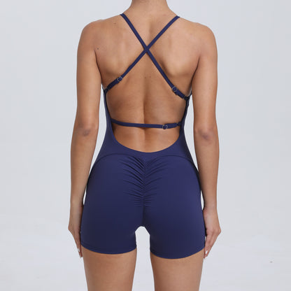 Peach Hip Raise Beauty Back Yoga Jumpsuit Women Outdoor Running Tight Sports Quick Drying Workout Clothes - Wanita Store