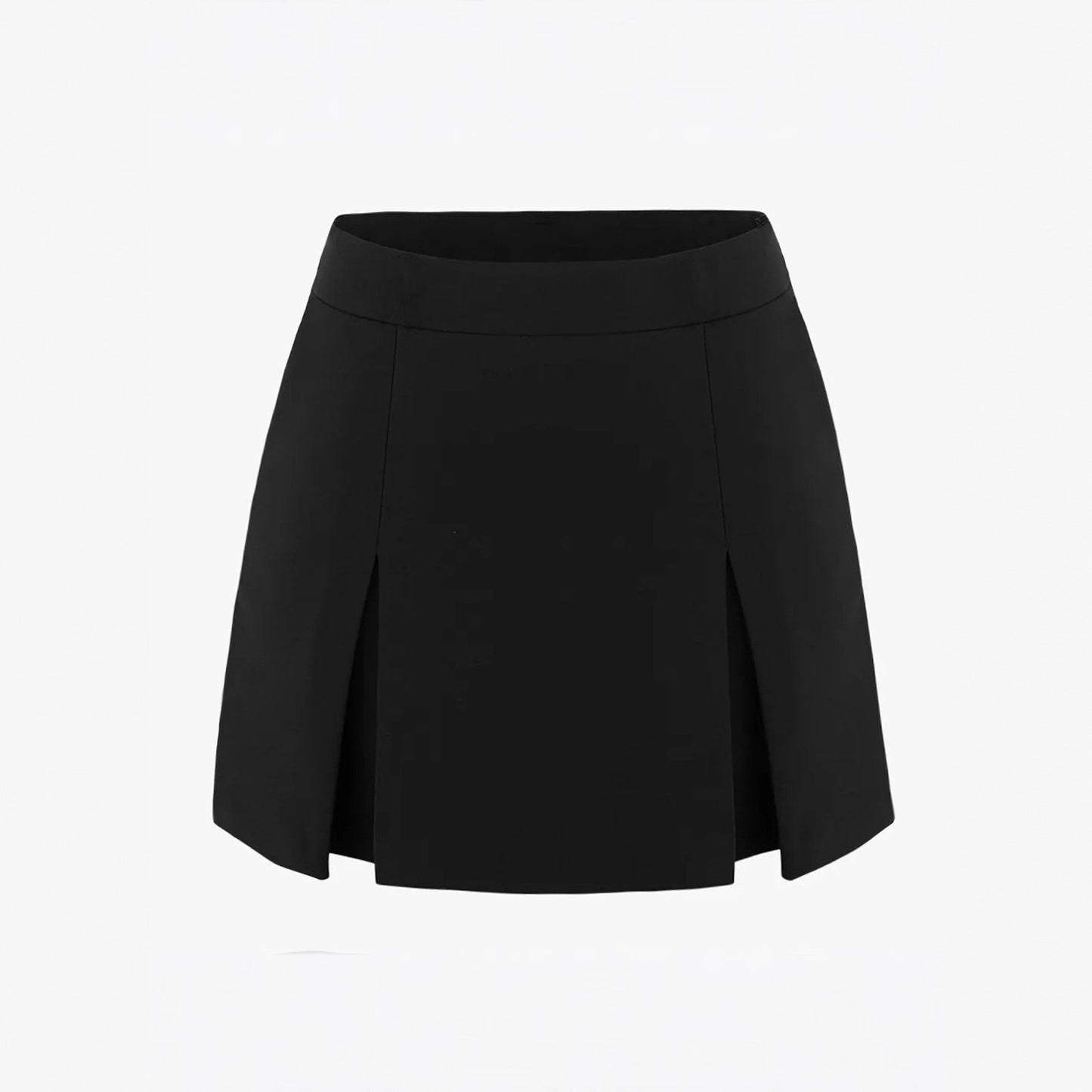 Women Double Slit A line Pantskirt Elastic High Waist Zipper Culottes Women