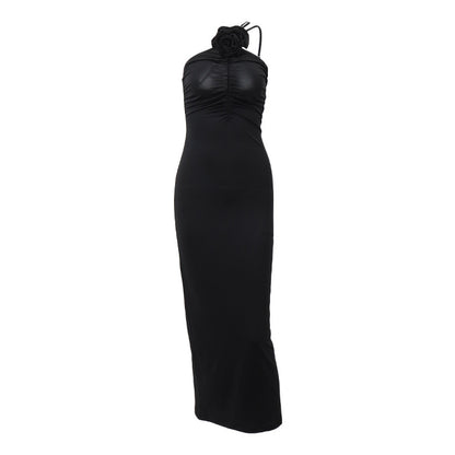 Vêtements féminins robe d'été sexy sans dos plissée asymétrique ajustée et élégante pour femmes