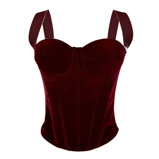 Supply Black Velvet Zipper High Grade Inner Tight Corset Outer Wear Boning Corset Corset Sling