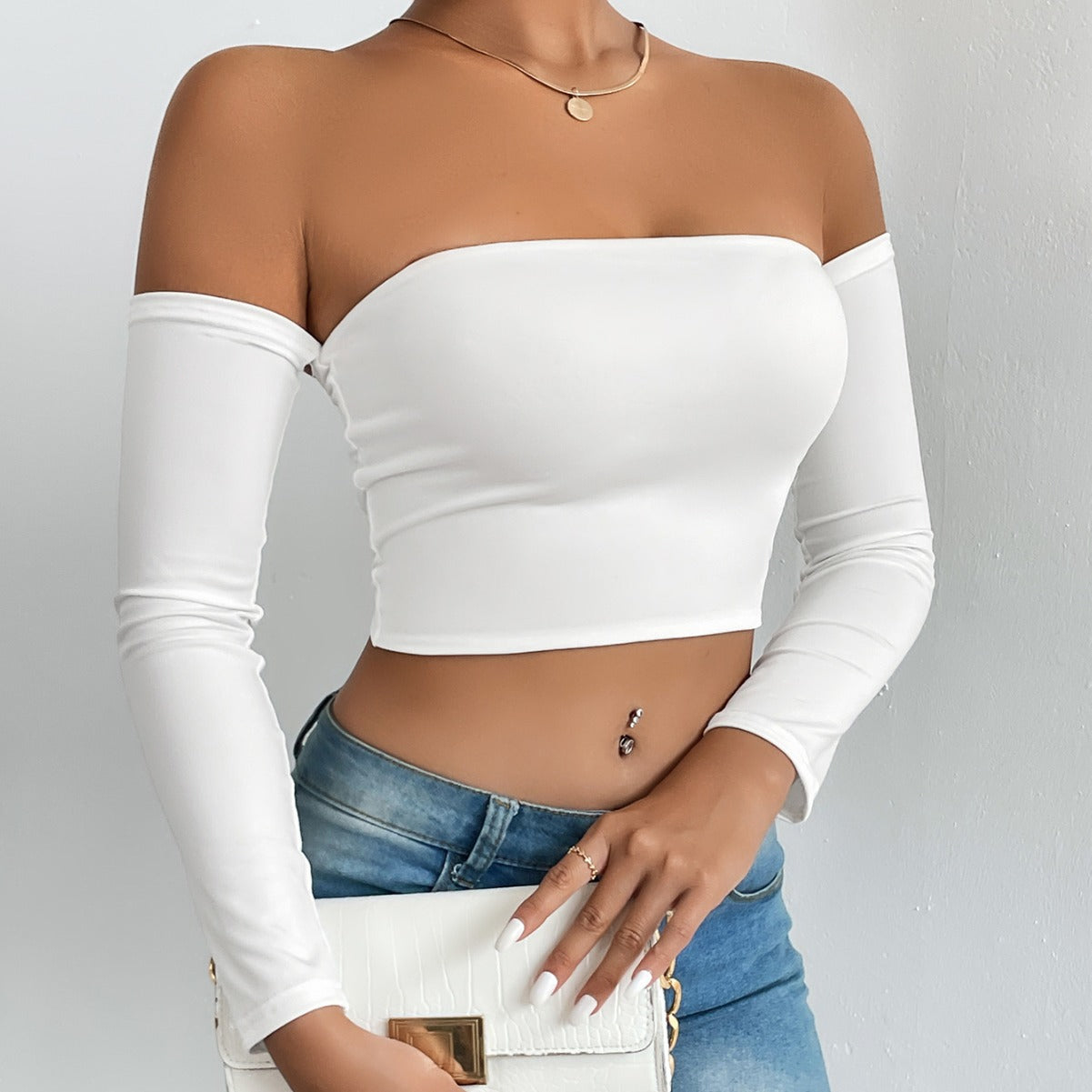 Camisole Waist Trimming Short Sleeve Vest Sexy Cropped Tube Top Bottoming Vest
