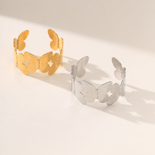 Niche Design 18K Gold Titanium Steel Butterfly Bracelet Women Cold Light Luxury Bracelet Does Not Fade - Wanita Store