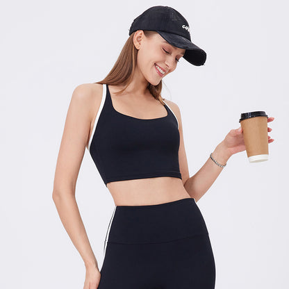 Nude Feel Yoga Clothes Bra Adjustable Spaghetti Strap Fitness Sexy One Piece Cup Quick Drying Breathable Exercise Vest - Wanita Store