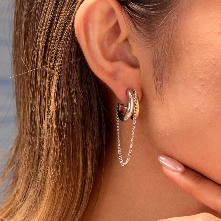 Cool Tassel Stainless Steel Earrings Gold Plated Niche Ear Jewelry - Wanita Store