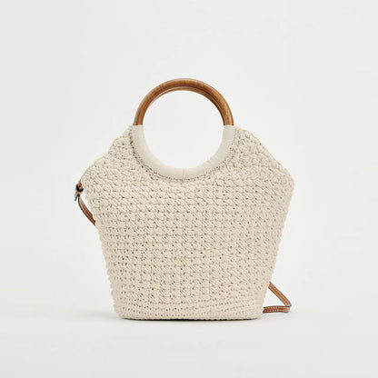 Crossbody Large Capacity Cotton Thread Woven Bag Tote Straw Bag Vacation Beach Bag Women Bag - Wanita Store