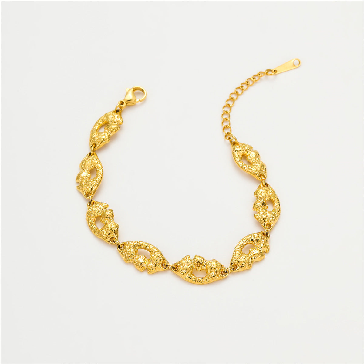 Retro Easy Matching Stainless Steel Texture Bracelet Niche Frosted Hollow Out Cutout Design Titanium Steel Gold Plated Bracelet Accessories - Wanita Store