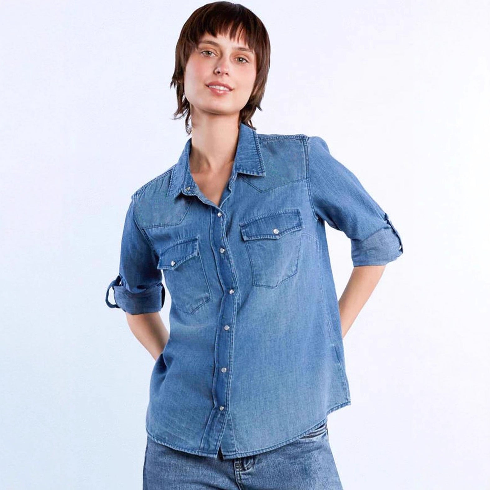 Loose Casual Denim Shirt Women Women Denim Shirt - Wanita Store