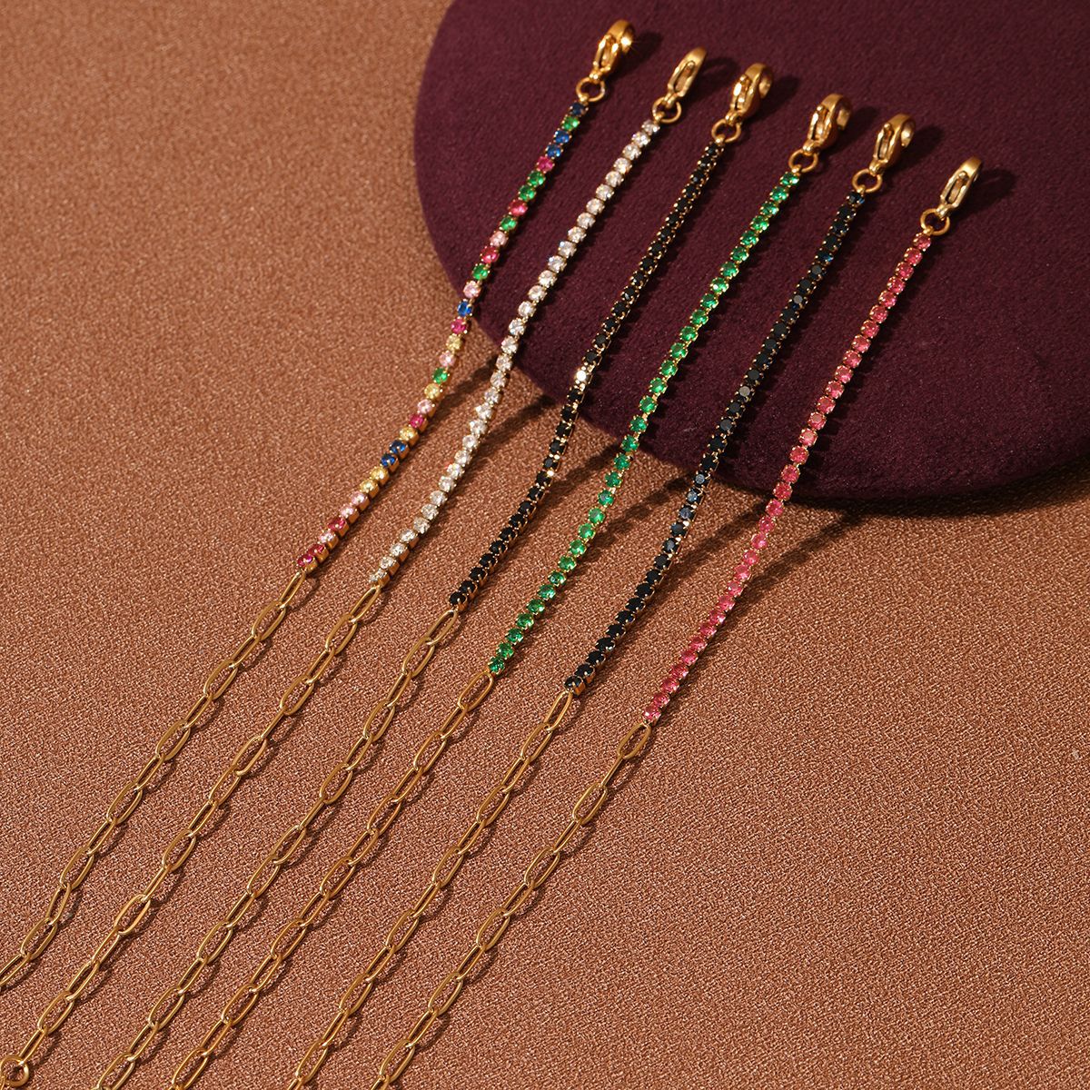 Arrival Rainbow Color Fine Diamond Titanium Steel Bracelets Women Exquisite Small Qiaoyi Row Full Diamond Stainless Steel Jewelry - Wanita Store