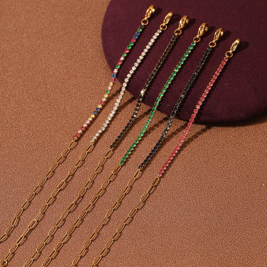 Arrival Rainbow Color Fine Diamond Titanium Steel Bracelets Women Exquisite Small Qiaoyi Row Full Diamond Stainless Steel Jewelry - Wanita Store