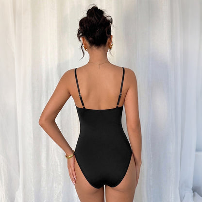 Combinaison d'été en dentelle transparente col en V dos nu sans manches pour femme