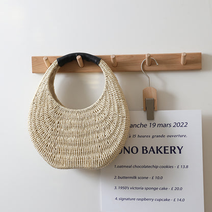 Thailand Straw Bag Niche Portable French Woven Bag Women Seaside Vacation Beach Bag Small Clutch - Wanita Store