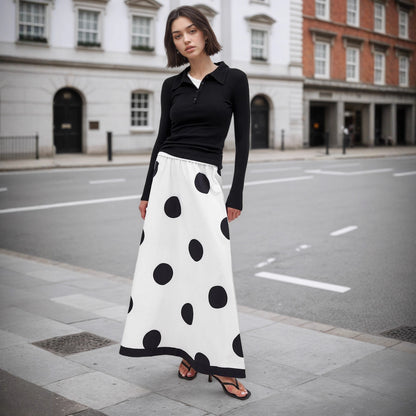 High Waist Fall Big Polka Dot Women French Elegant Fashionable Skirt - Wanita Store