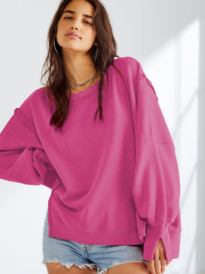 Round Neck Sweatshirt Women Clothing Brand Sports Bottoming Shirt T shirt Knitwear Long Sleeve Tops Outerwear - Wanita Store