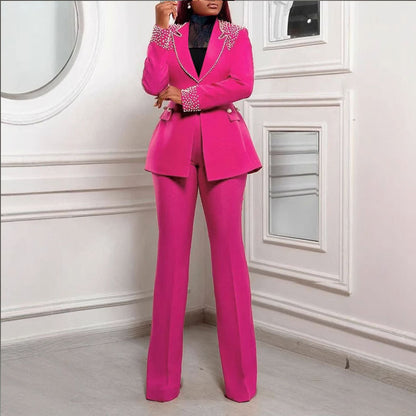 Pearls Long Sleeved Slim Fit Stretch Two Piece Set - Wanita Store
