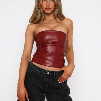 Women Clothing Tank Top Backless Solid Color All Matching Sexy Nightclub Tube Top Vest - Wanita Store