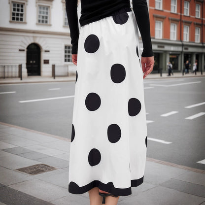 High Waist Fall Big Polka Dot Women French Elegant Fashionable Skirt - Wanita Store