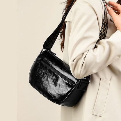 Women Bag Burst Crack Dumpling Bag Stylish Good Texture Soft Leather Bag Women Office Messenger Bag - Wanita Store