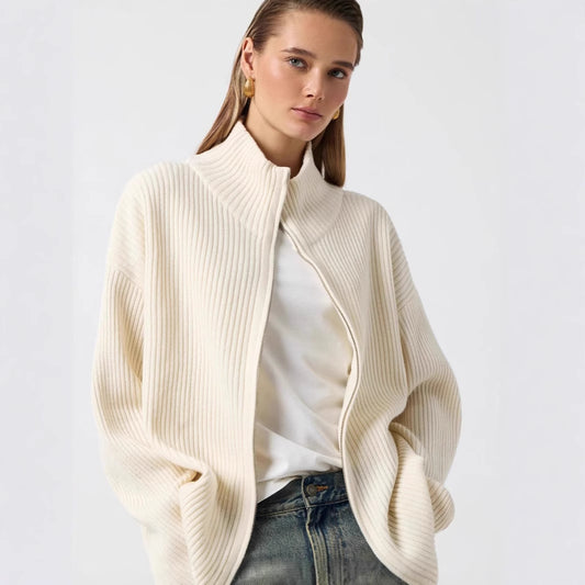 Sweater Autumn Winter Half High Collar Wool Zipper Cardigan Sweaters Coat